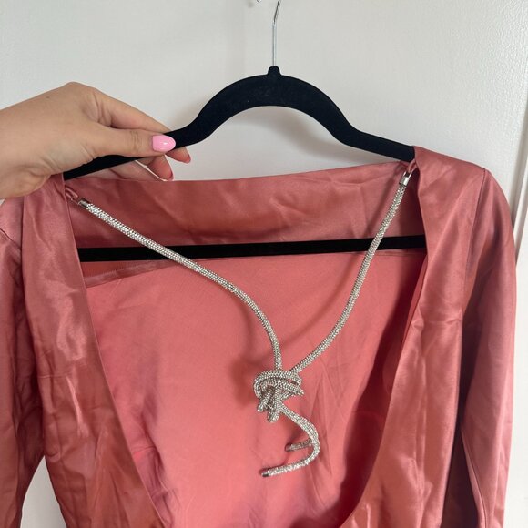 Cult Gaia Milla Mini Dress In Jaipur Open Back Rhinestone Embellished Size 8 - Picture 8 of 10